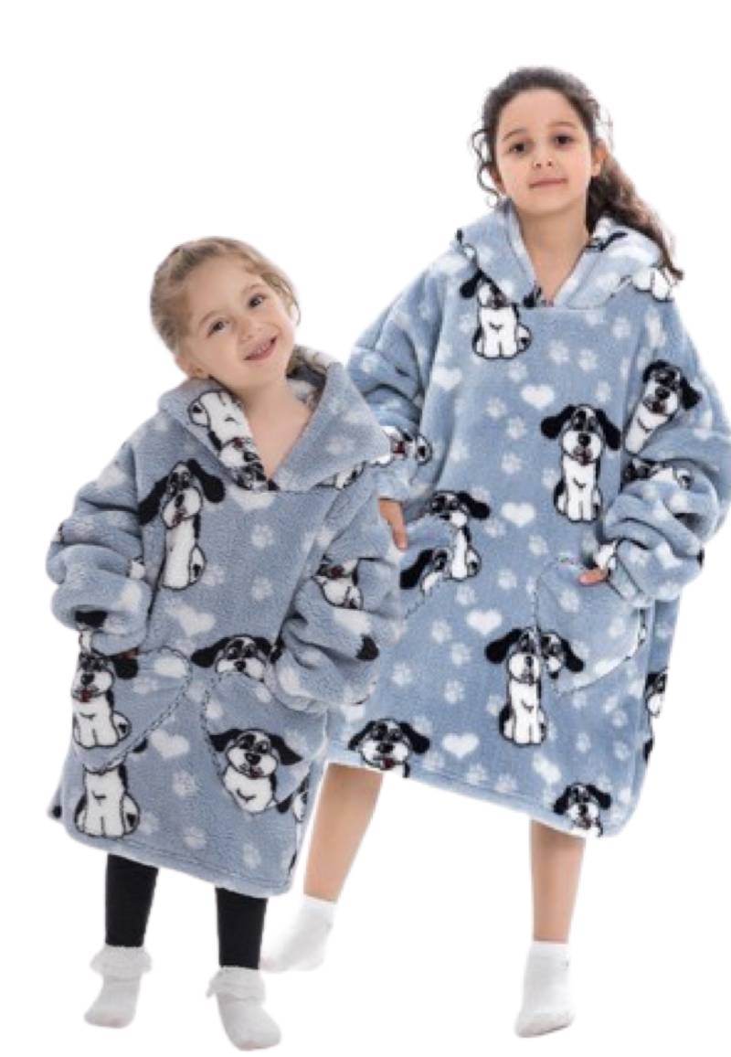 Hondjes deken kind met capuchon - fleece poncho-128 t/m 152 (ca.7-10 jaar) von Comvie
