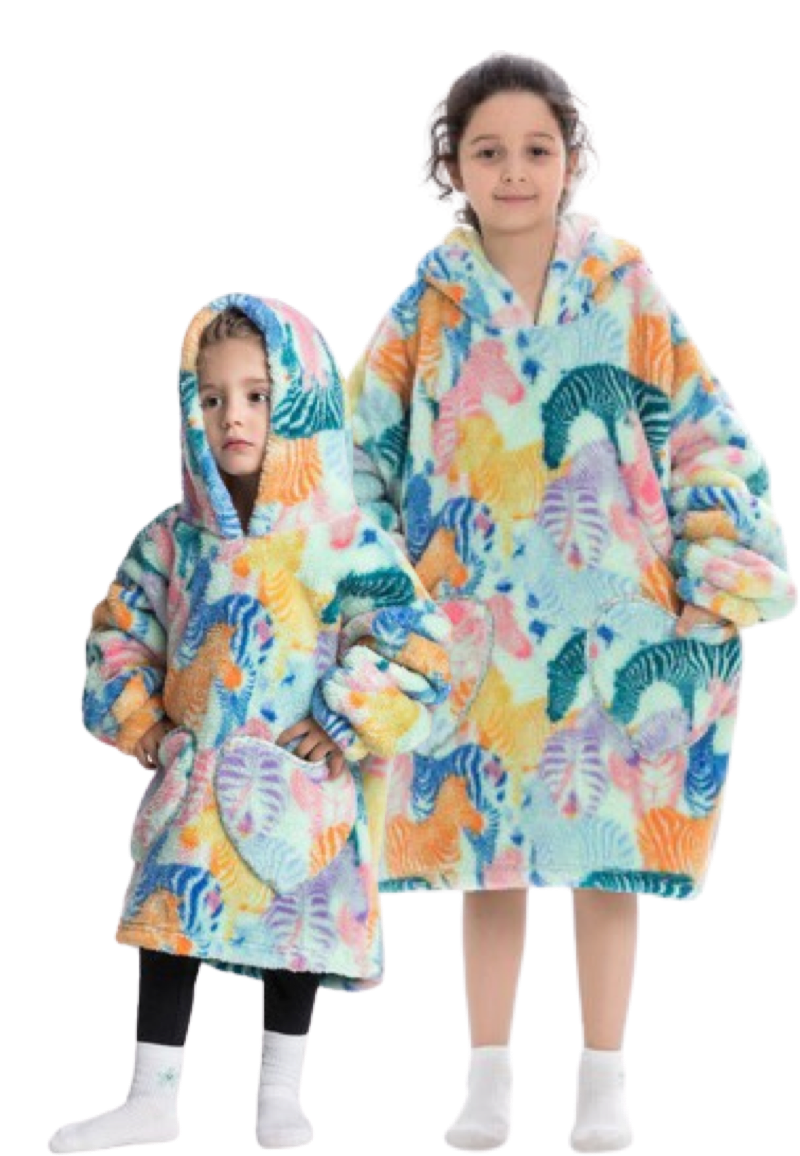 Zebra deken kind met capuchon - fleece poncho-128 t/m 152 (ca.7-10 jaar) von Comvie
