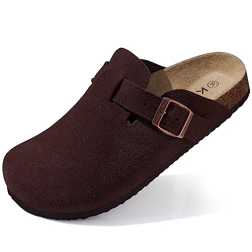 Comwarm Unisex Clogs Wildleder für Damen aus Leder Weiches rutschfest Pantoletten mit Premium Fußbett von Comwarm