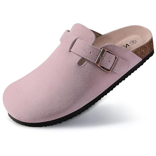 Comwarm Unisex Clogs Wildleder für Damen aus Leder Weiches rutschfest Pantoletten mit Premium Fußbett von Comwarm