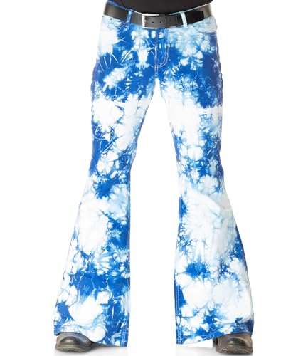 Batik Schlaghose 70er Hippie Style blau weiß 30/36 von Comycom