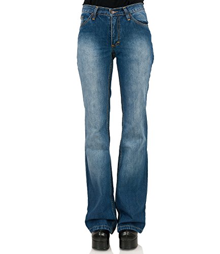Bootcut Schlag Used Look Damen Hüftjeans verwaschen 32/34 von Comycom