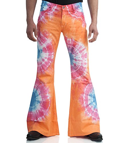 Comycom 70er Batik Schlaghose Star Rainbow orange 32/32 von Comycom