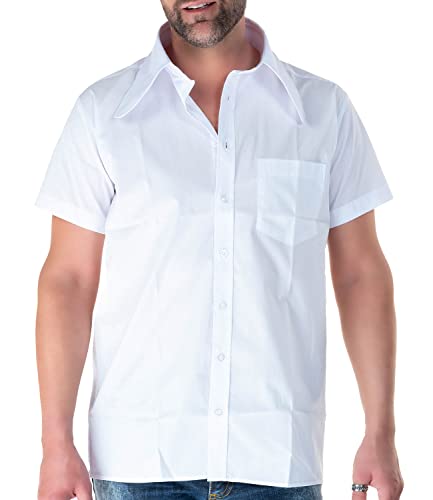 Comycom 70er Jahre Dackelohr Kragen Kurzarm Hemd Weiss XL von Comycom