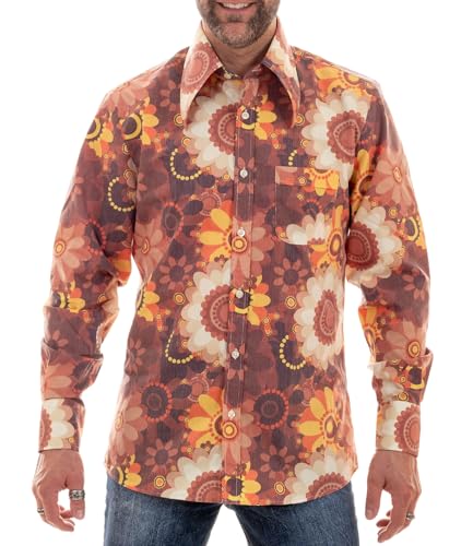 Comycom 70er Jahre Hippie Blumen Hemd braun bunt XXL Comycom 70er Jahre Hippie Blumen Hemd braun bunt XXL von Comycom