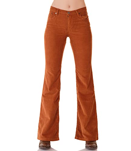 Comycom Damen Cordhose mittelbraun - Braune Bootcut-Hose für Frauen - Flared-Pants von Comycom