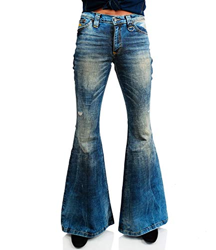 Comycom Damen Jeans Schlaghose 70er Star Bandit Destroyed 29W / 32L von Comycom