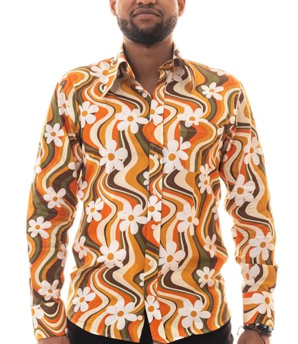 Comycom Herren 70er Langarm Hemd Flower Lines 3XL Comycom Herren 70er Langarm Hemd Flower Lines 3XL von Comycom