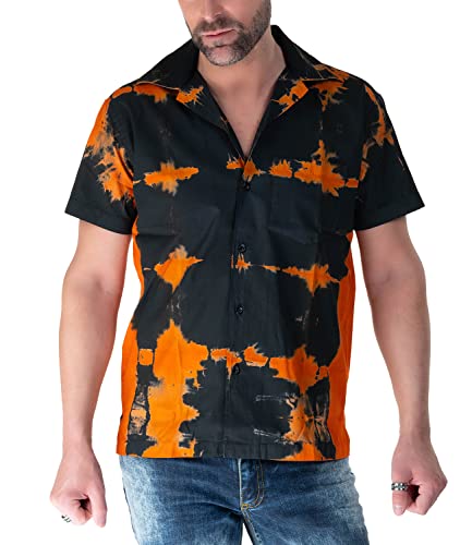 Comycom Kurzarm-Hemd Batik Orange-Schwarz M von Comycom