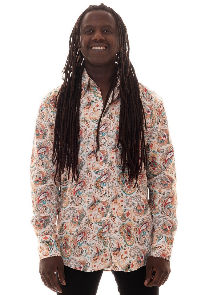 Comycom Langarmhemd Herren Paisley weiss von Comycom