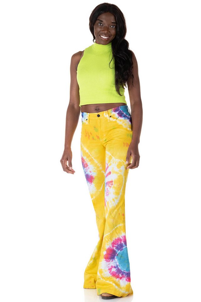 Comycom Schlaghose Damen Batik gelb bunt von Comycom