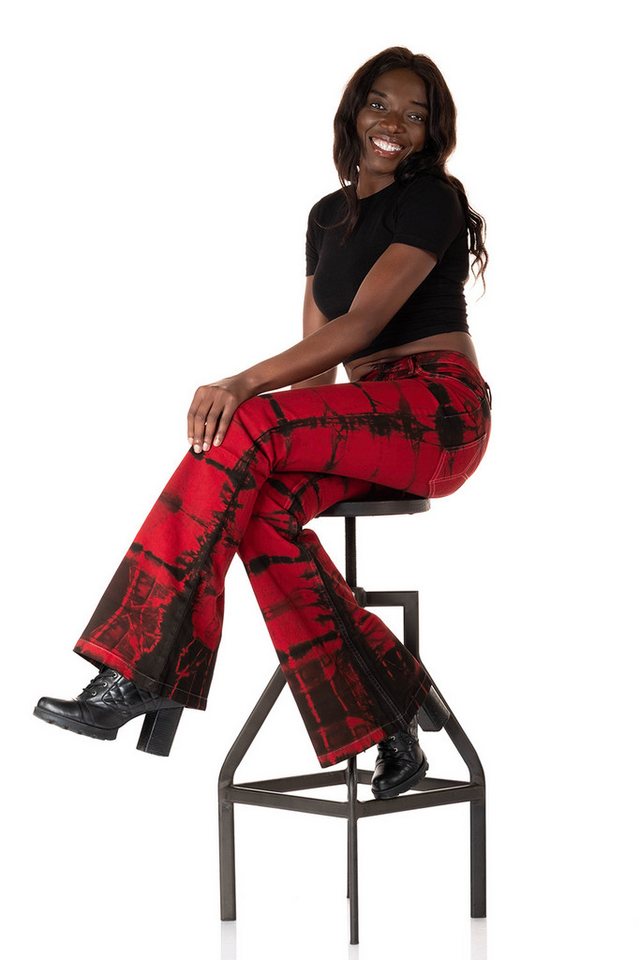 Comycom Schlaghose Damen Batik schwarz rot von Comycom