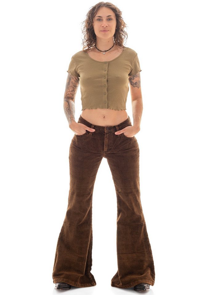 Comycom Schlaghose Damen Cord braun mit Enzym-Waschung von Comycom