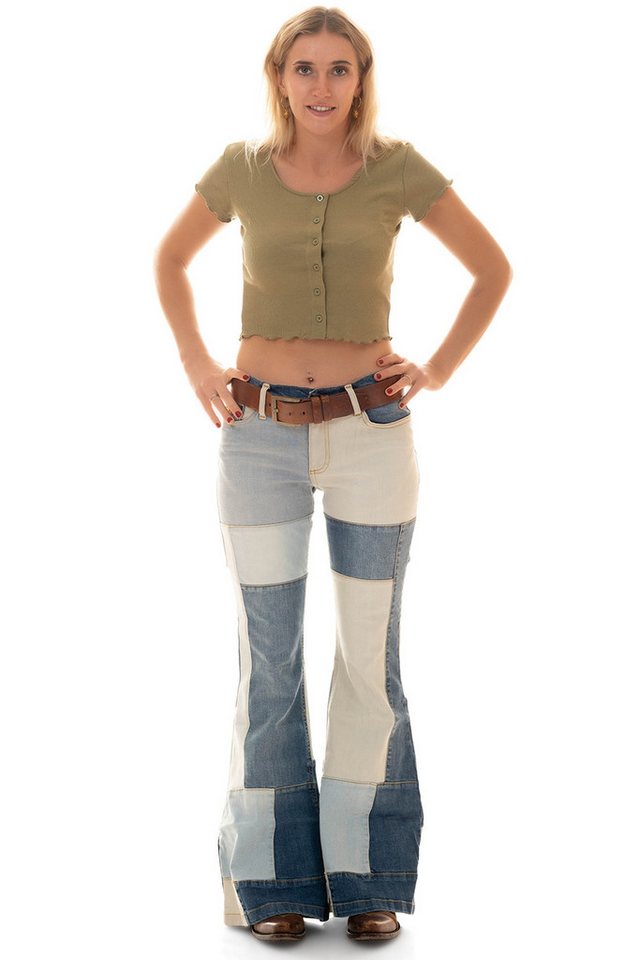 Comycom Schlagjeans Damen STAR BIRDY Patchwork von Comycom