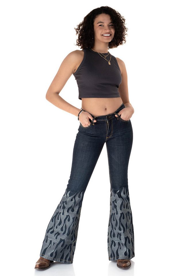 Comycom Schlagjeans Damen STAR FLAMES bestickt Comycom Schlagjeans Damen STAR FLAMES bestickt von Comycom
