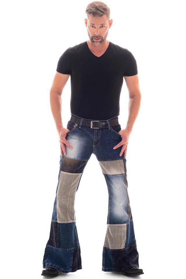 Comycom Schlagjeans Herren Denim-Cord Patchwork STAR DOUBLE Comycom Schlagjeans Herren Denim-Cord Patchwork STAR DOUBLE von Comycom