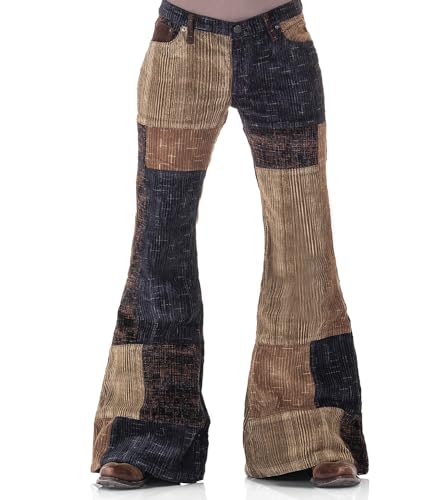 Cord Patchwork 70ger Hippie Damen Schlaghose 29/34 von Comycom