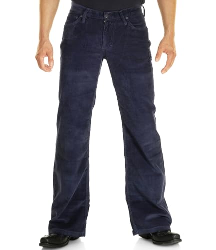 Herren Cord Bootcut Hose Navy blau W34/L34 von Comycom