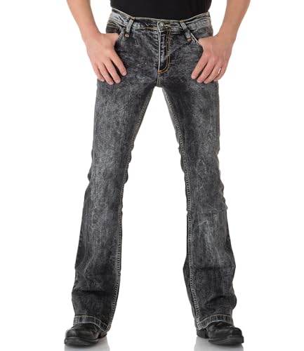 Schwarz verwaschene Bootcut Jeans Used Look 33/36 von Comycom