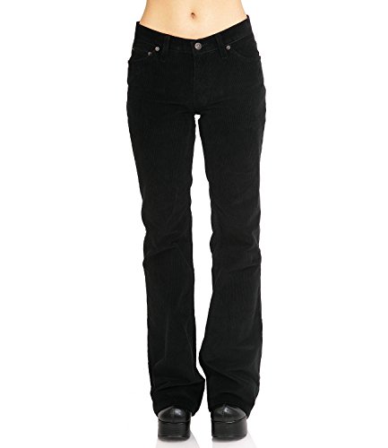 Schwarze Damen Cordhose mit Bootcut Schlag 30/32 von Comycom