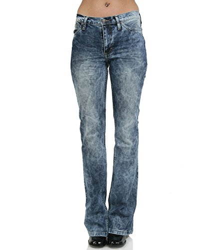 Verwaschene Bootcut Stretchjeans Star Random Cut 29/34 von Comycom