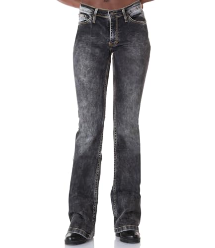 Verwaschene Stretchjeans Bootcut Schlag Schwarz 36/32 von Comycom