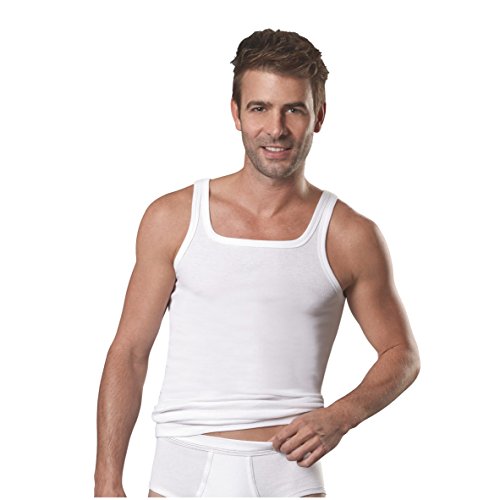 con-ta Unterhemd 5er Spar-Pack, Unterwäsche für Herren, Achselhemd in Feinripp, klassisch bequemes Oberteil, aus 100% Baumwolle, in Weiß, Größe: 5/M von con-ta