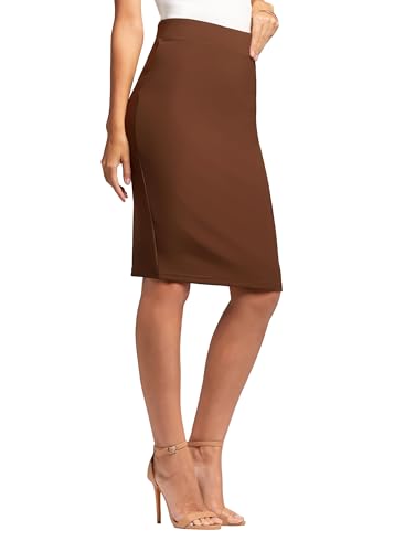 Conceited Röcke für Damen – Bleistiftrock – Tragen zur Arbeit – Midi-Länge in regulärer und Übergröße – viele Farben, Klassisches Mokka, Klein von Conceited
