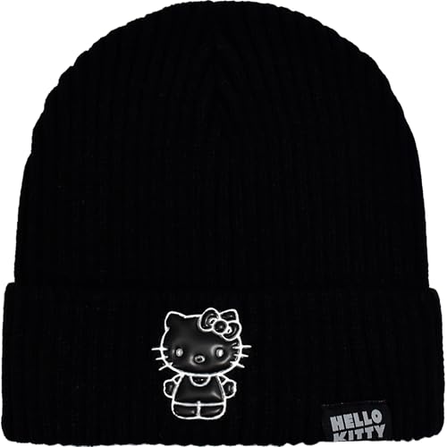 Concept One Damen Hello Kitty Acryl Cuffed Knit Winter Cap Beanie-Mütze, Schwarz, Einheitsgröße von Concept One
