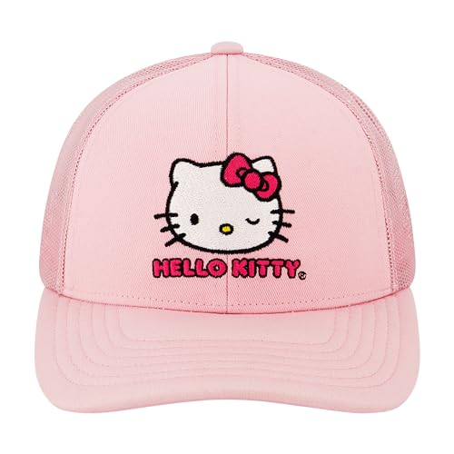 Concept One Damen Hello Kitty Trucker Verstellbare Snapback Baseball Cap mit gebogener Krempe Baseballkappe, Blush, Einheitsgröße von Concept One