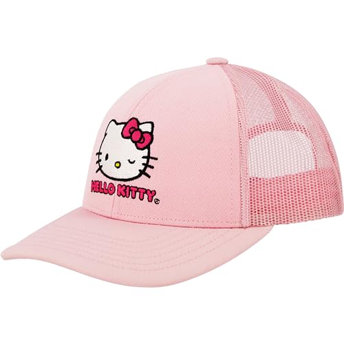 Concept One Damen Hello Kitty Trucker Hat, Women's Adjustable Snapback Baseball Cap with Curved Brim Baseballkappe, Blush, Einheitsgröße von Concept One