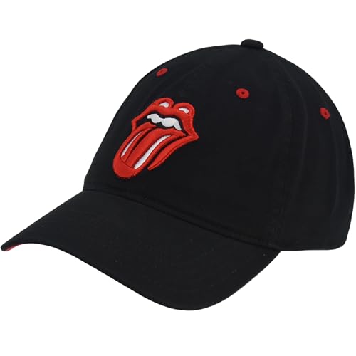 Concept One Damen The Rolling Stones, Lippen-Logo, verstellbar, Baumwolle, mit gebogener Krempe Baseballkappe, Schwarz, Einheitsgröße von Concept One
