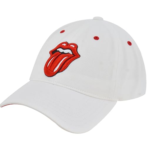 Concept One Damen The Rolling Stones, Lippen-Logo, verstellbar, Baumwolle, mit gebogener Krempe Baseballkappe, Weiss/opulenter Garten, Einheitsgröße von Concept One