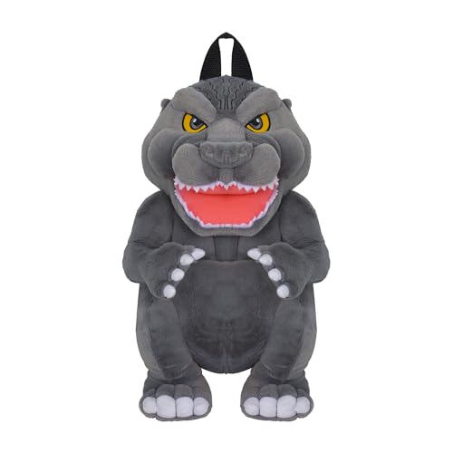 Concept One Godzilla Mini Rucksack Plüsch Kleine Reisetasche Geldbörse für Damen Herren Verstellbare Schultergurte Grau 14 Zoll, GRAU, Einheitsgröße, Godzilla Mini Rucksack Plüsch Kleine Reisetasche von Concept One