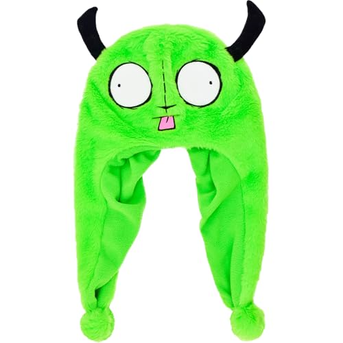 Concept One Herren Invader Zim, Gir Men's Cuffed Peruvian Winter Knit Cap with 3D Horns Beanie-Mütze, Grün, Einheitsgröße von Concept One