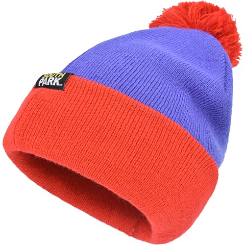 Concept One Herren South Park Stan Marsh Cosplay Strickmütze aus Acryl mit Manschette und Bommel Beanie-Mütze, Violett, Rot, Einheitsgröße von Concept One