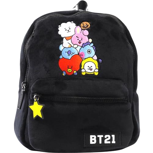 Concept One Mädchen BT21 Line Friends Plüsch Mini Rucksack, Schwarz, One Size von Concept One