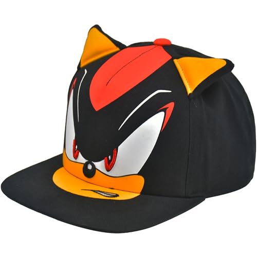 Concept One Mädchen Béisbol Shadow The Hedgehog, Gorra Ajustable de Algodón Sonic para Niños Con Orejas 3D Y ALA Plana Baseballkappe, Schwarz, One Size von Concept One