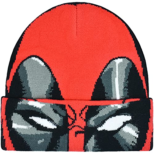 Concept One Unisex Marvel Deadpool Roll Down Cuff Beanie-Mütze, rot/schwarz, Einheitsgröße von Concept One