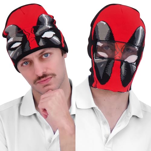 Concept One Unisex Marvel Deadpool Roll Down Cuff Beanie-Mütze, rot/schwarz, Einheitsgröße von Concept One