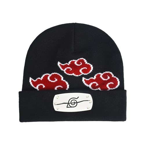 Concept One Naruto Beanie Mütze Akatsuki Cloud Winter Knit Cap mit Manschette, Schwarz, Einheitsgröße Concept One Naruto Beanie Mütze Akatsuki Cloud Winter Knit Cap mit Manschette, Schwarz, Einheitsgröße von Concept One