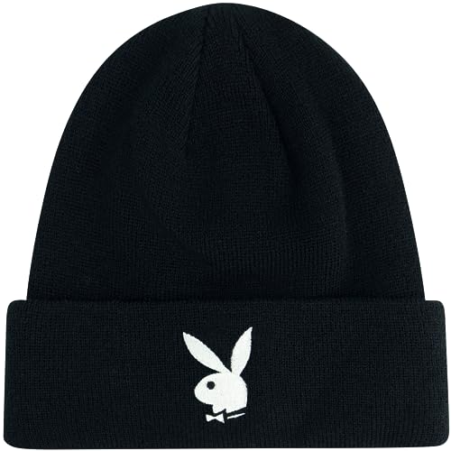 Concept One Playboy Beanie Mütze Cuffed Knit Wintermütze mit Logo Schwarz, Schwarz, Einheitsgröße von Concept One