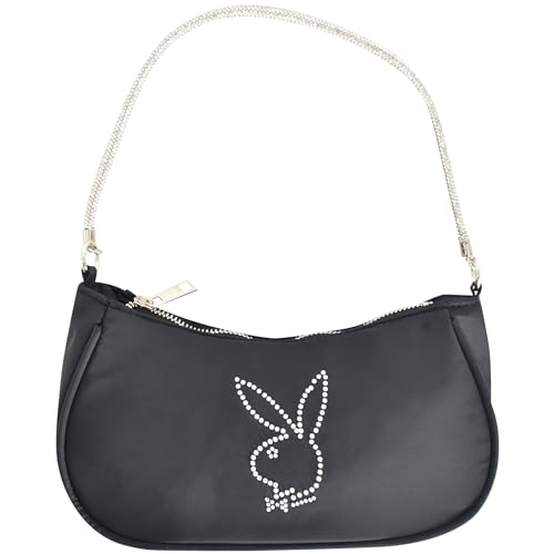 Concept One Playboy Umhängetasche Damen Geldbörse Handtasche mit Strass Trageriemen und Bunny Logo Schwarz, Schwarz von Concept One