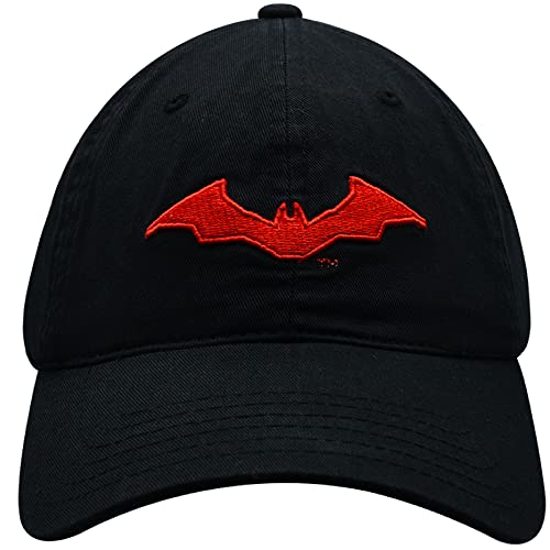 Concept One Unisex Batman-Motiv, gesticktes Logo und Flacher Krempe Baseballkappe, Schwarz/Rot, Einheitsgröße von Concept One