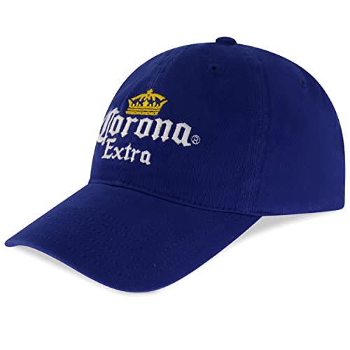 Concept One Unisex Corona Extra Dad Hut, Baumwolle Baseball Cap mit gesticktem Logo, verstellbare Baseballmütze Baseballkappe, blau, Einheitsgröße von Concept One