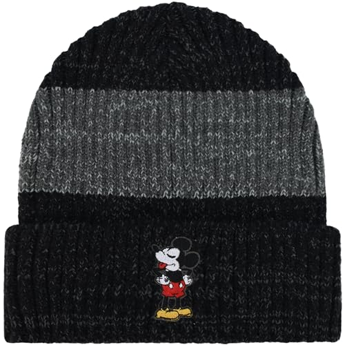 Concept One Unisex Disney Mickey Mouse Cuffed Mütze Strickmütze Beanie, schwarz/grau, Einheitsgröße von Concept One