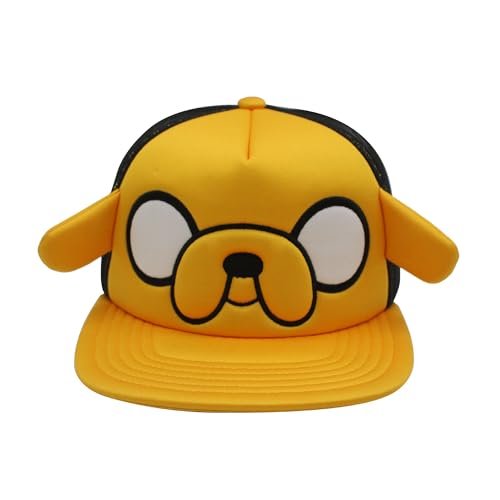 Concept One Unisex-Erwachsene Adventure Time Trucker Hat, Jake The Dog Adult Baseball Cap with Flat Brim and 3D Ears Baseballkappe, Gelb/Schwarz, Einheitsgre von Concept One