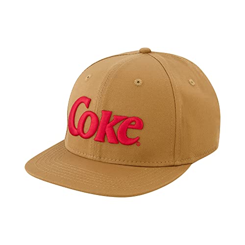 Concept One Unisex-Erwachsene Coca Cola Baseball Cap Baumwolle Snapback Skater Hat mit Coke Logo und Flacher Krempe Baseballkappe, Camel, Einheitsgre von Concept One