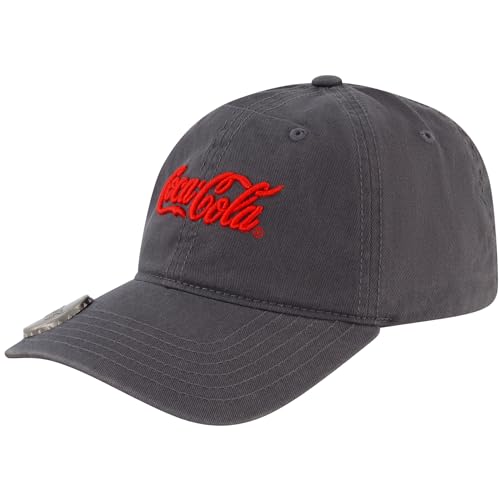 Concept One Unisex-Erwachsene Coca Cola Dad Hut, Logo Baumwolle verstellbare gebogener Krempe Baseballkappe, GRAU, Einheitsgre von Concept One