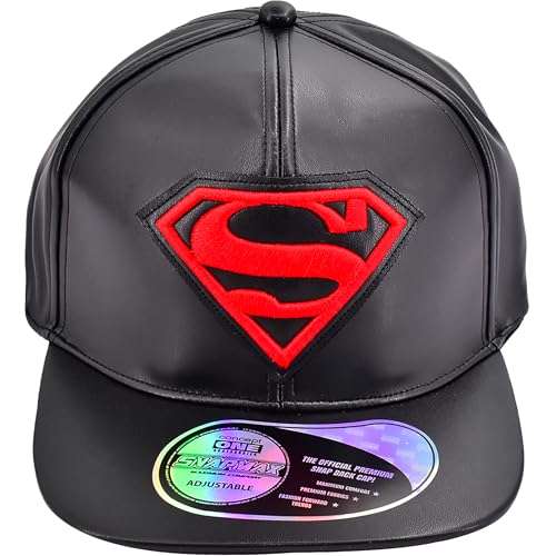 Concept One Unisex-Erwachsene Dc Comics Superman Snapback Hat, Adult Baseball Hat with Flat Brim and 3D Embroidered Shield Logo Baseballkappe, Schwarz, Einheitsgröße Concept One Unisex-Erwachsene Dc Comics Superman Snapback Hat, Adult Baseball Hat with Flat Brim and 3D Embroidered Shield Logo Baseballkappe, Schwarz, Einheitsgröße von Concept One